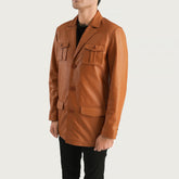 Riker Brown Leather Blazer Jacket